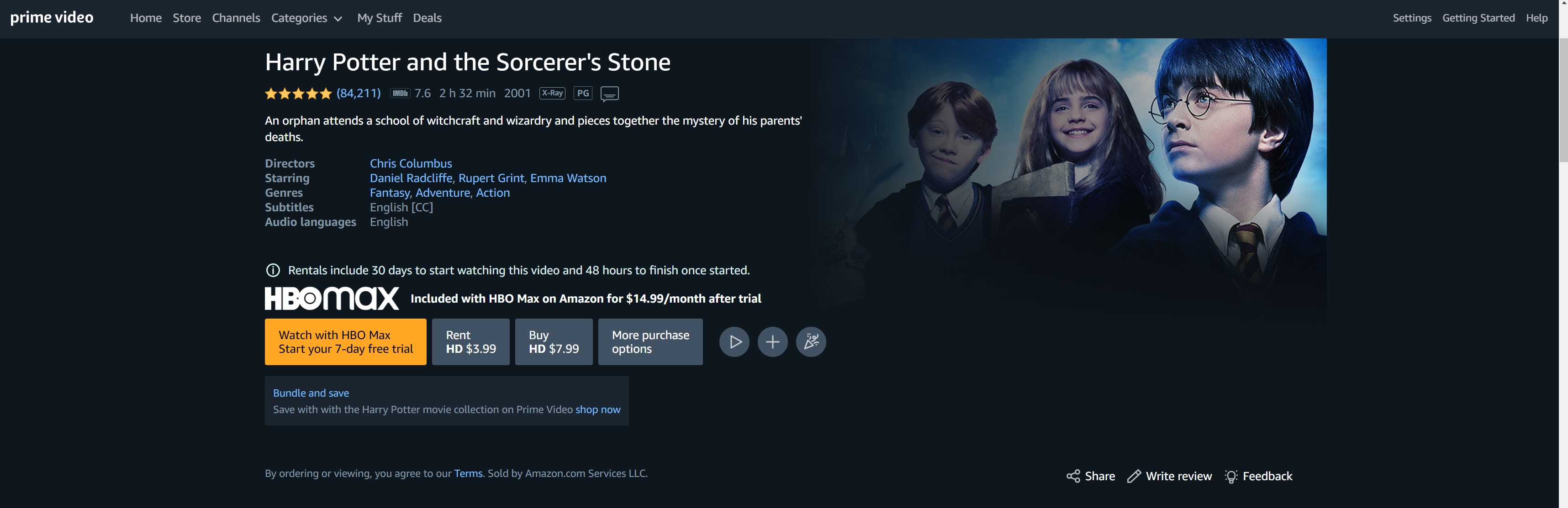 where to watch harry potter:Amazon Prime Video